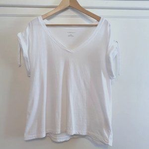 White V-Neck Women's Top